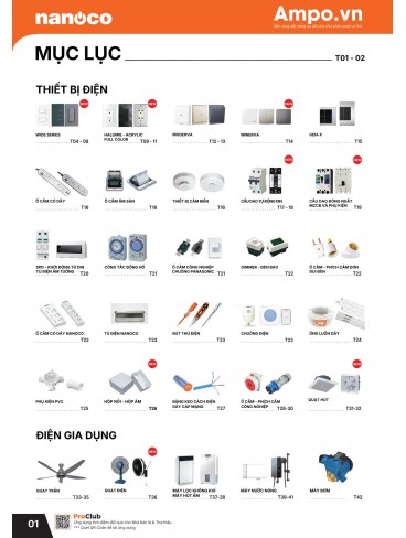 CATALOGUE THIẾT BỊ ĐIỆN PANASONIC & NANOCO T07.2026