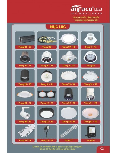 CATALOGUE ĐÈN ANFACO THÁNG 05.2026