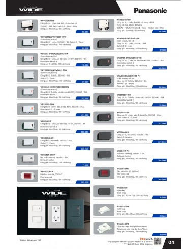 CATALOGUE THIẾT BỊ ĐIỆN PANASONIC & NANOCO T07.2026