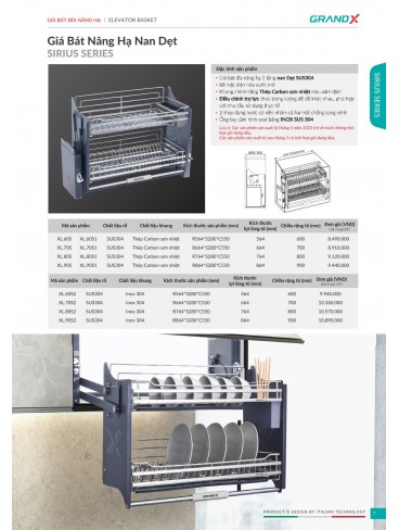 CATALOGUE THIẾT BỊ PHỤ KIỆN BẾP GRANDX 2026