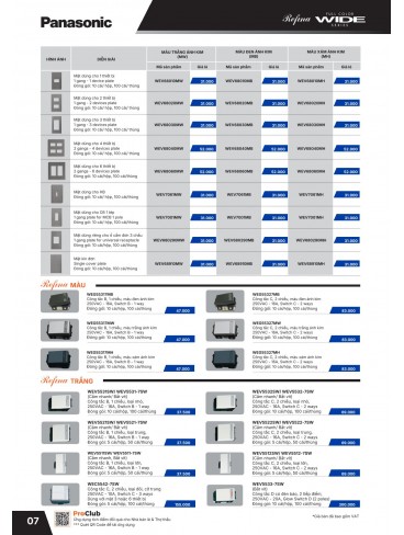CATALOGUE THIẾT BỊ ĐIỆN PANASONIC & NANOCO T07.2026