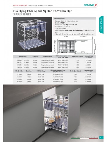 CATALOGUE THIẾT BỊ PHỤ KIỆN BẾP GRANDX 2026