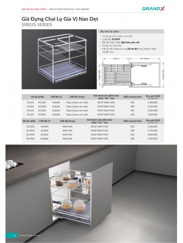 CATALOGUE THIẾT BỊ PHỤ KIỆN BẾP GRANDX 2026