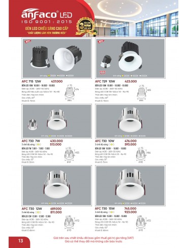 CATALOGUE ĐÈN ANFACO THÁNG 05.2026