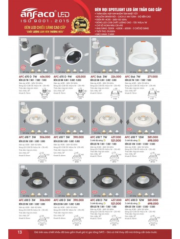 CATALOGUE ĐÈN ANFACO THÁNG 07.2026