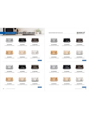 CATALOGUE BỒN RỬA CHÉN BOSSCO
