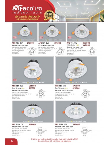 CATALOGUE ĐÈN ANFACO THÁNG 05.2026