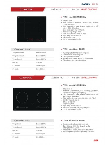 CATALOGUE THIẾT BỊ BẾP CANZY 2026