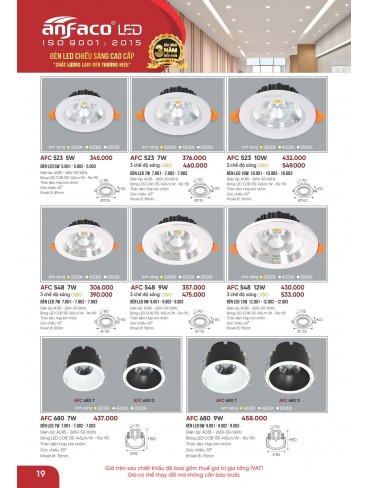 CATALOGUE ĐÈN ANFACO THÁNG 05.2026