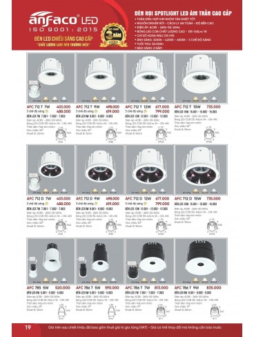 CATALOGUE ĐÈN ANFACO THÁNG 07.2026