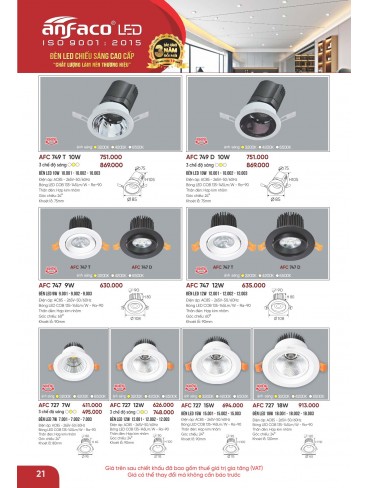 CATALOGUE ĐÈN ANFACO THÁNG 05.2026