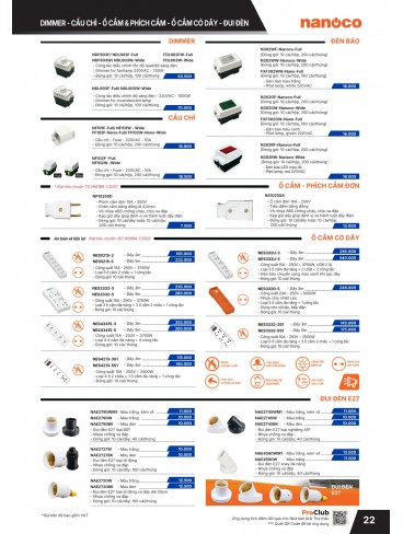 CATALOGUE THIẾT BỊ ĐIỆN PANASONIC & NANOCO T07.2026