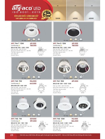 CATALOGUE ĐÈN ANFACO THÁNG 07.2026