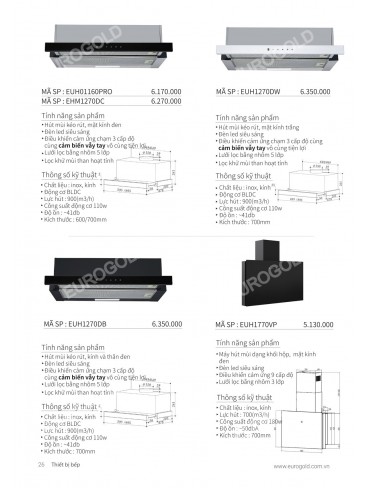 CATALOGUE THIẾT BỊ BẾP EUROGOLD 2026