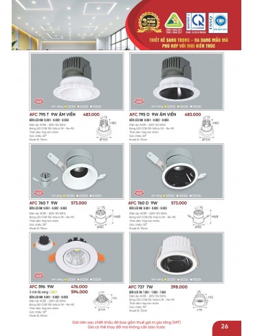CATALOGUE ĐÈN ANFACO THÁNG 05.2026