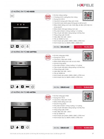 CATALOGUE THIẾT BỊ BẾP HAFELE 2026
