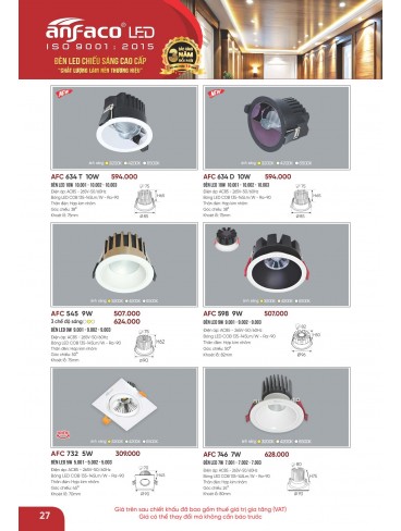 CATALOGUE ĐÈN ANFACO THÁNG 05.2026