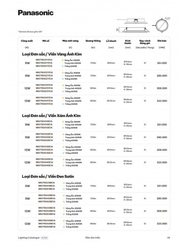CATALOGUE ĐÈN PANASONIC THÁNG 06 - 2026