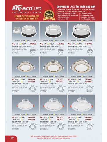 CATALOGUE ĐÈN ANFACO THÁNG 09.2025
