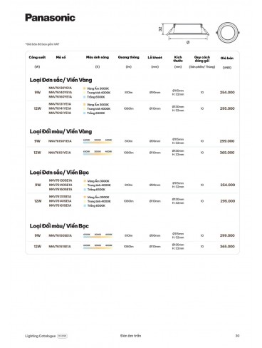 CATALOGUE ĐÈN PANASONIC THÁNG 06 - 2026