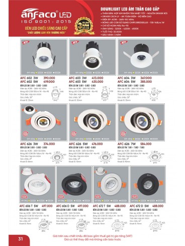 CATALOGUE ĐÈN ANFACO THÁNG 05.2026
