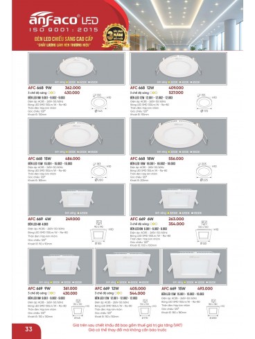 CATALOGUE ĐÈN ANFACO THÁNG 05.2026