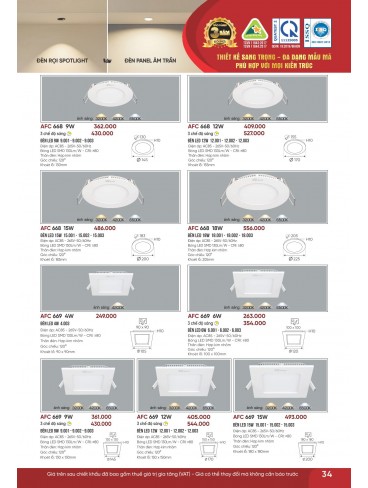 CATALOGUE ĐÈN ANFACO THÁNG 07.2026