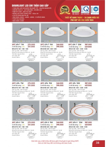 CATALOGUE ĐÈN ANFACO THÁNG 05.2026