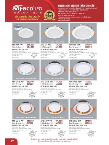 CATALOGUE ĐÈN ANFACO THÁNG 05.2026