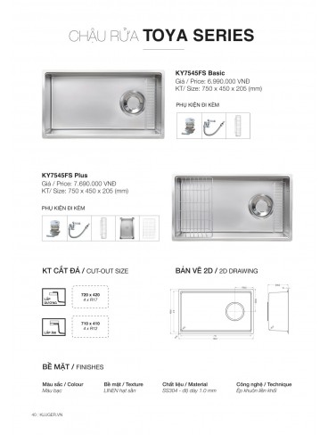 CATALOGUE CHẬU RỬA CHÉN KLUGER 2026