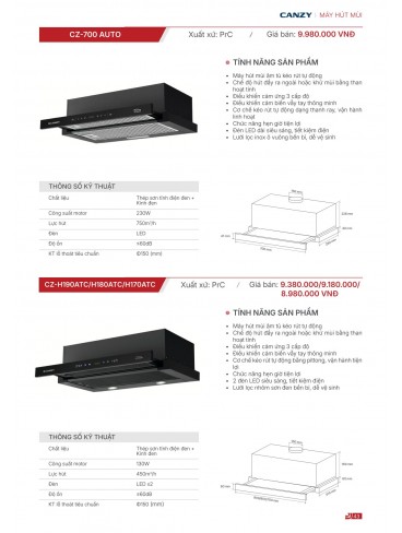 CATALOGUE THIẾT BỊ BẾP CANZY 2026