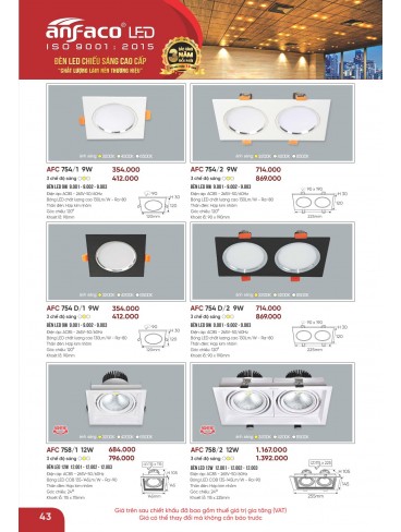 CATALOGUE ĐÈN ANFACO THÁNG 05.2026