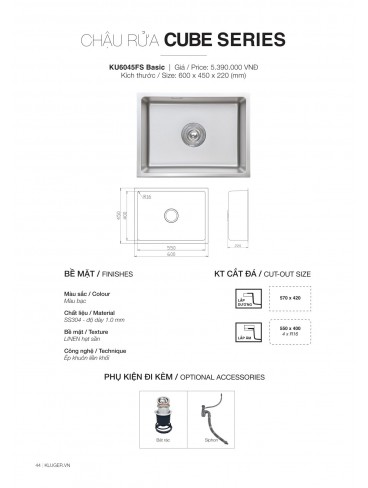 CATALOGUE CHẬU RỬA CHÉN KLUGER 2026