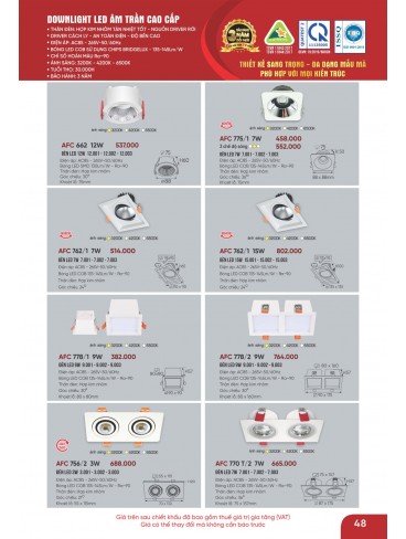 CATALOGUE ĐÈN ANFACO THÁNG 05.2026