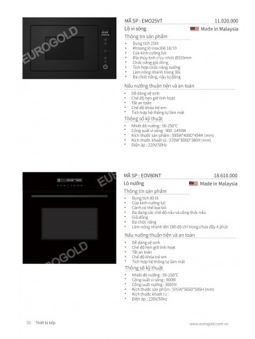 CATALOGUE THIẾT BỊ BẾP EUROGOLD 2026