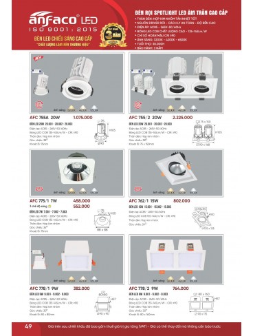 CATALOGUE ĐÈN ANFACO THÁNG 07.2026