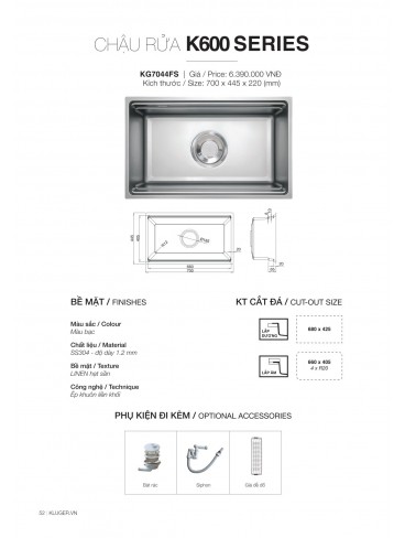 CATALOGUE CHẬU RỬA CHÉN KLUGER 2026