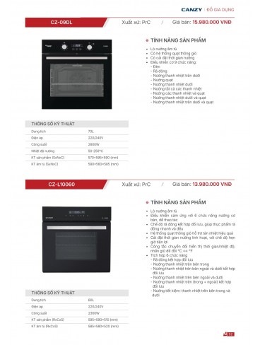 CATALOGUE THIẾT BỊ BẾP CANZY 2026