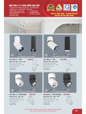 CATALOGUE ĐÈN ANFACO THÁNG 09.2025