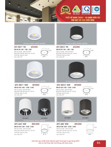 CATALOGUE ĐÈN ANFACO THÁNG 05.2026