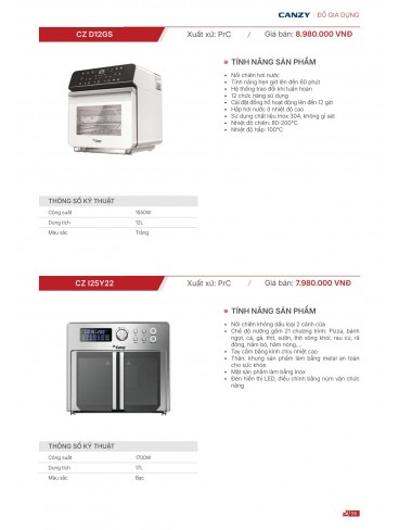 CATALOGUE THIẾT BỊ BẾP CANZY 2026