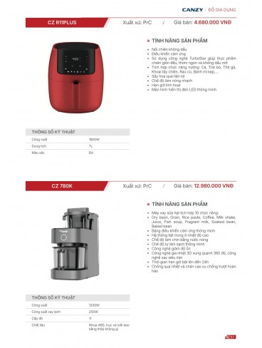 CATALOGUE THIẾT BỊ BẾP CANZY 2026