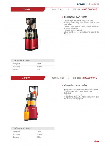 CATALOGUE THIẾT BỊ BẾP CANZY 2026