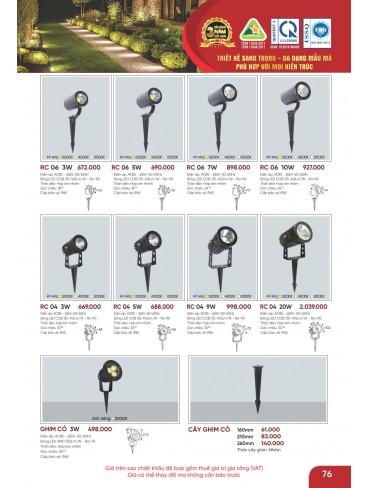 CATALOGUE ĐÈN ANFACO THÁNG 05.2026