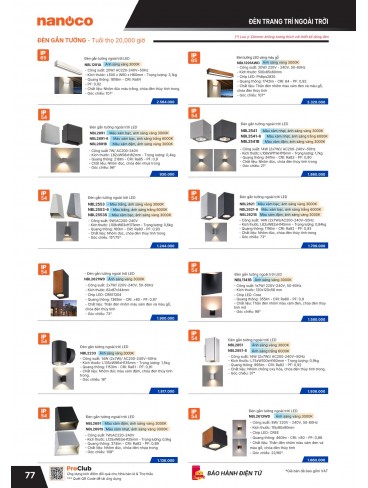 CATALOGUE THIẾT BỊ ĐIỆN PANASONIC & NANOCO T07.2026