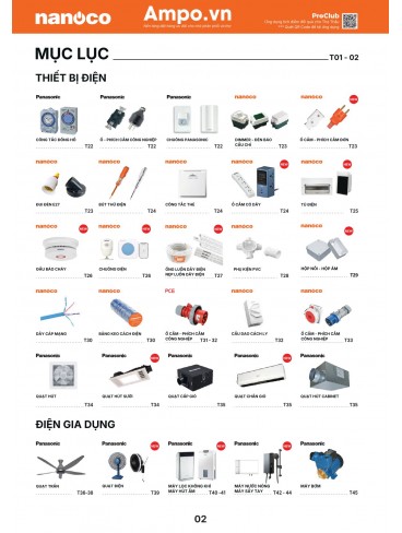 CATALOGUE THIẾT BỊ ĐIỆN PANASONIC & NANOCO T10.2026