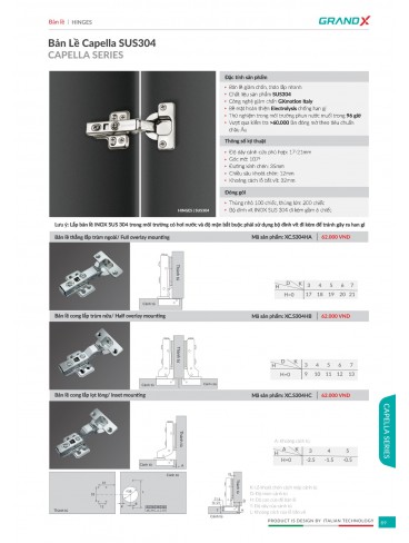 CATALOGUE THIẾT BỊ PHỤ KIỆN BẾP GRANDX 2026
