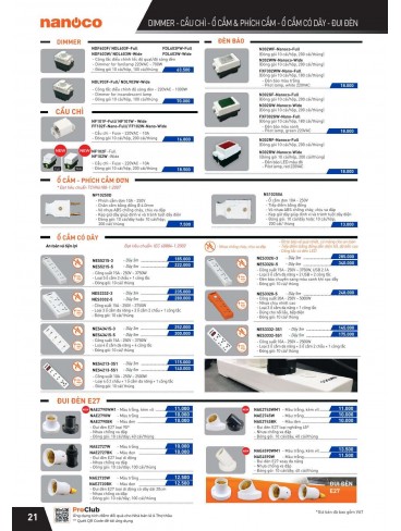 CATALOGUE THIẾT BỊ ĐIỆN PANASONIC VÀ NANOCO THÁNG 07 - 2025