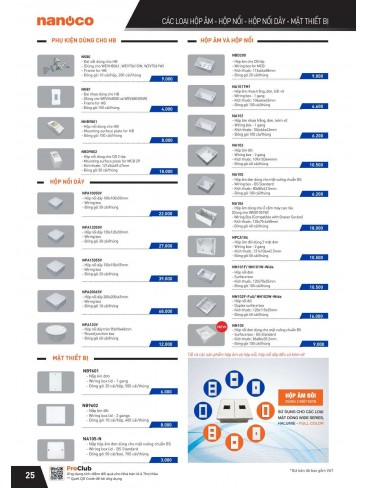 CATALOGUE THIẾT BỊ ĐIỆN PANASONIC VÀ NANOCO THÁNG 07 - 2025
