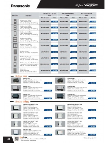 CATALOGUE THIẾT BỊ ĐIỆN PANASONIC VÀ NANOCO THÁNG 07 - 2025